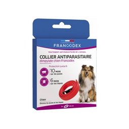 Collier antiparasitaire pour chien DIMPYLATE FRANCODEX couleur rouge