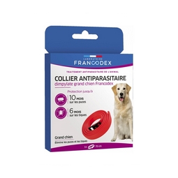 Collier antiparasitaire grand chien DIMPYLATE FRANCODEX coloris rouge