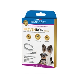 Collier antiparasitaire chien PREVENDOG FRANCODEX chiot et petit chien de 0 à 5kg