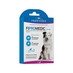 Pipettes FIPROMEDIC chien moyen anti-puces et tiques FRANCODEX x 2 pipettes