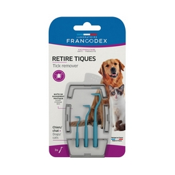 3 crochets en plastique Retire Tiques pour chien et chat FRANCODEX