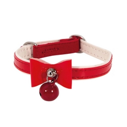 Collier papillon simili cuir avec grelot chat DOOGY FASHION coloris rouge