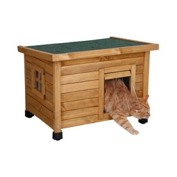 Maison abri en bois pour chat Rustica KERBL démonstration 1