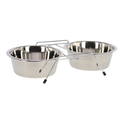 Gamelle chien double en inox avec support KERBL